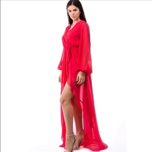 Chiffon Wrap High Low Dress - Picture 4 of 4